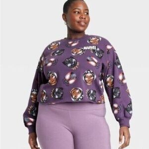 Women's Marvel Black Panther x Nikkolas Smith Graphic Sweatshirt Size 2X Purple